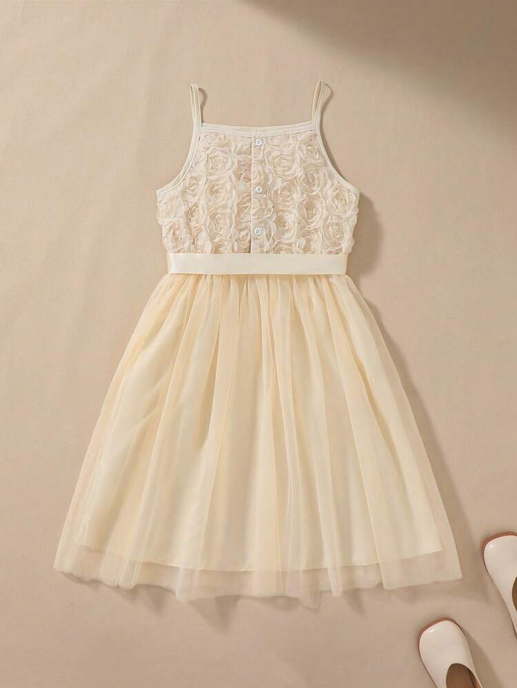 SHEIN Tween Girl Dress, Back To School, Daily - Apricot - View 2