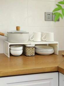Prateleira de Cozinha Ajustável e Expansível, Divisor de Armário de Plástico, Rack de Armazenamento Multicamadas para Temperos, Utensílios de Cozinha & Louças, Instalação Sem Ferramentas, Economizador de Espaço para Armário de Cozinha & Bancada - Multicolorido - Visão 5