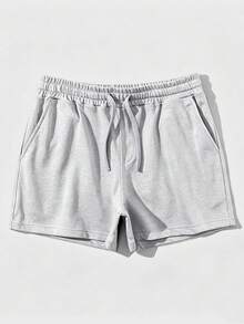Manfinity Homme Quần short thể thao nam cạp rút dây màu xám nhạt tập gym thể thao - Màu Xám nhạt - Xem 4