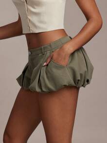 Hauture Women's Sexy Cute Bubble Hem Low Rise Shorts, Perfect For Summer Vacation, Traveling, Daily Casual Wear, Leisure Comfort, Office, Going Out - Army Green - View 4