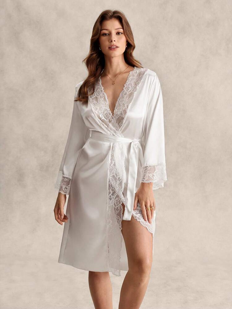 EverLounge 白色女士睡袍 Luxeloungewear，秋冬款 - 白色 - 查看 4