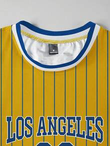 Manfinity Homme Men's Letter Stripe Crew Neck Casual Versatile Tank Top - Yellow - View 5