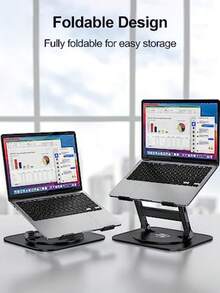 1 pieza Soporte para portátil con almohadilla, estante de enfriamiento plegable de metal, soporte giratorio elevador para monitor - Ver 2