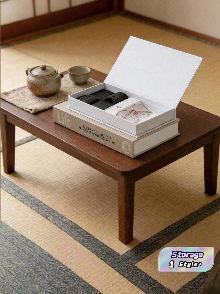 1SET 2PCS Decorative Book Set Hideaway Storage Box Flip Top Hollow Design For Coffee Table Shelf Mantel Photo Keepsake Remote Organizer Gift - Beige-white - View 1
