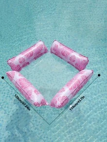 1pc Inflatable Pool Float 4-Tube Monstera Leaf Turtle Back Float & 2-Tube Monstera Leaf Mesh Hammock, Summer Water Floats For Pool & Beach - 4 tubes of leaves - View 2