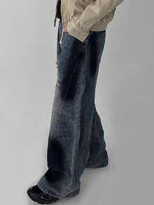 DAZY Jeans de mezclilla azul oscuro desgastado para hombre, otoño - Azul - Ver 6