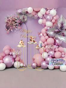 1/3 Gold Cylindrical Metal Display Pedestal With Acrylic Top, Round Decor Riser For Wedding Birthday Party Vase Home Display - Multicolor - View 1