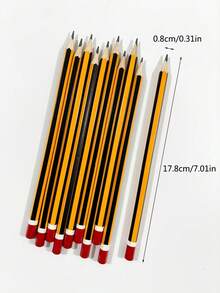 HB Pencils, Yellow Striped Poplar Wood Barrel, 0.7mm Medium Tip, HB Hardness - Ideal For Students And Office Use - A - View 2
