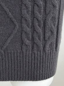 Elamini Gaun Sweater Rajut Motif Berlian dengan Bahu Terbuka, Cocok untuk Kencan Sehari-hari, Warna Abu-abu, Musim Gugur, Elegan - Dark Grey - View 5