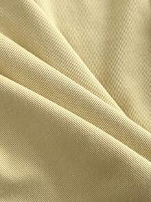 Elamini Soft Pure Sweet Contrast Color Ruffle Bow Tight Elastic Flared Long Sleeve Mini Dress - Light Yellow - View 3
