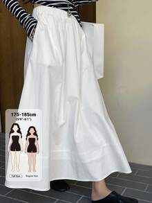 Livesso Tall Women's Elastic Waist Long Casual Skirt, Resort Style, Tall Women - White - View 1