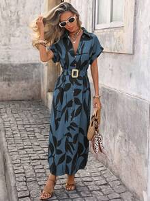 Wandoria Women'S Polka Dot Printed Batwing Sleeve Dress Maxi Women Outfit - Dusty Blue - View 6