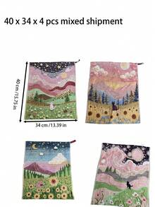 4 Packs Jacquard Four-Layer Gauze Towels, Pure Cotton Absorbent Towels, Thickened, Soft, Lint-Free, Suitable For Home And Travel. - Multicolor - View 3