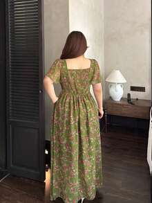 Vibekara Robe élégante minimaliste sexy à col en V et taille cintrée pour femmes grandes tailles, convient pour les sorties d'été et le port quotidien - Multicolore - Voir 6