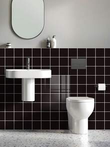 1/12/36pcs Black Square Peel And Stick Tile Stickers – Waterproof Self-Adhesive Backsplash For Kitchen, Bathroom & Laundry Room - 30*30CM - View 2