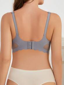 Moonlight&Mama 1pc Solid Color Seamless Mesh Hem Wavy Edge Maternity Underwear - Dark Grey - View 2