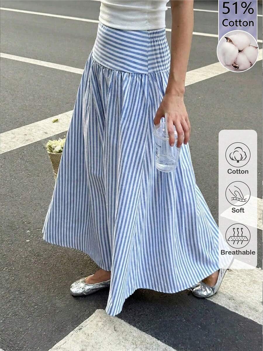 SHEIN 女童白色傘裙長款大裙擺,簡約日系優雅荷葉邊百搭裙 - 彩色 - 查看 1