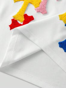 Manfinity Roghcode Herren Große Größen Sommer Lässig Kreuz Stickerei T-Shirt - Weiss - Übersicht 4