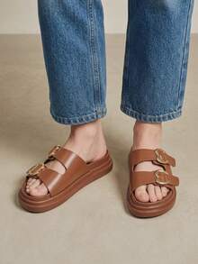 Solecia Women's Spring/Summer Fashion Brown Comfortable Flat -Style Beach Sandals - Brown - View 9