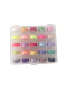 25pcs Sewing Machine Thread Bobbins Case Including 25 Different Colored Sewing Threads For Hand Sewing And Clothes Sewing Transparent Shuttle Core Box With Shuttle Core And Fixed Color High-Speed Sewing Thread - Multicolor - View 9