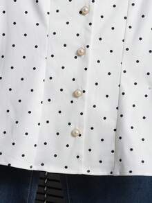 SHEIN 兒童青少年女孩背心與細肩帶上衣 夏季時尚 優雅成熟老錢風 波點珍珠鈕扣裝飾背心 - 白色 - 查看 4