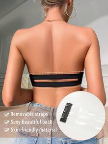 DesireSculpt Áo ngực có gọng trơn với dây áo ngực có thể tháo rời - màu đen - Xem 3