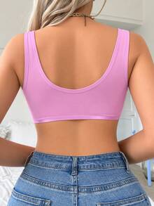 SHEIN 1件女款前扣式胸罩，無鋼圈，無墊片 - 紫丁香色 - 查看 2