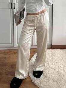 CovetEZ Women's Apricot Casual Versatile Long Pants - Beige - View 8