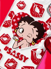 Betty Boop x SHEIN 卡通圖案透明吊飾手機殼，防摔保護 11-17 手機殼 - 彩色 - 查看 6