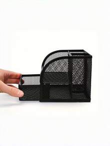 Black Stylish Metal Pen Holder, Multi-Purpose Desktop Organizer, Art Stationery Storage For Home School Office - multicolor - View 6