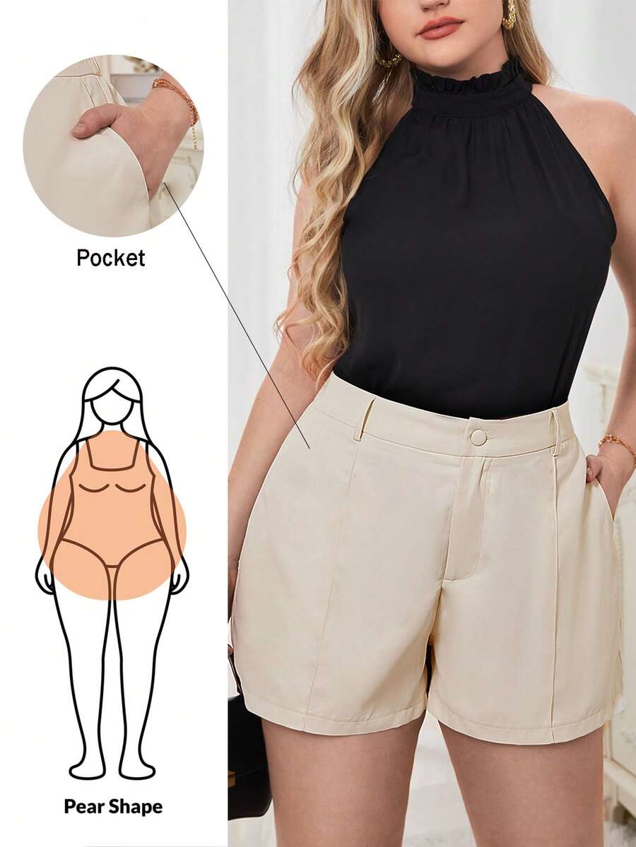 Shapeblank Plus Wide Leg Shorts - Apricot - View 1