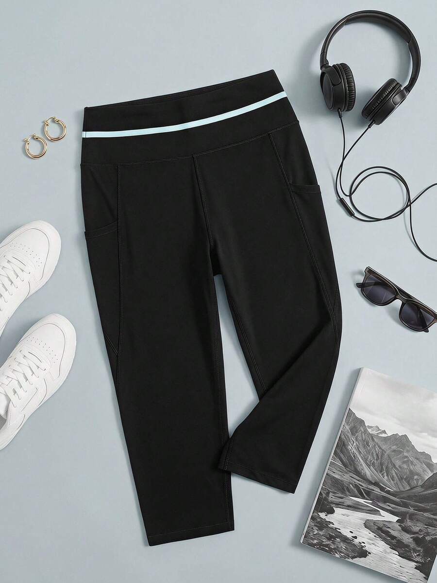 Cheerettes 大尺碼女款拼色休閒百搭日常運動緊身內搭褲