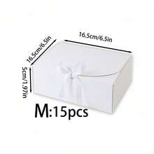 15PCs Gift Boxes With Lids, White  Gift Boxes, Bridesmaid Proposal Box With Ribbon, Kraft Paper Boxes For Wedding, Packaging, Present, Birthday, Christmas, Party - White - View 9