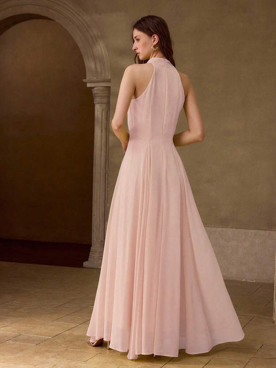 MOTF PREMIUM ELEGANT CHIFFON LONG DRESS FOR WOMEN - Baby Pink - View 2