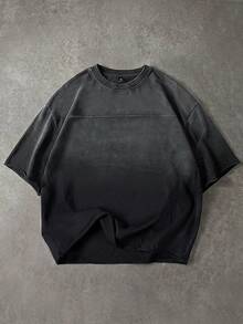 PAVTROS Men's Gradient Color Casual Versatile Daily Short Sleeve T-Shirt - Black - View 3
