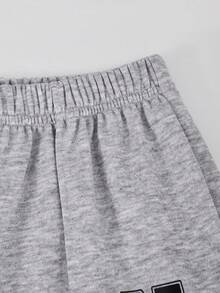 SHEIN Sparklyn 青少年女孩 2件/套運動衫套裝，常規厚度春秋運動衫套裝，復古，返校，寬鬆，針織，休閒，極簡，秋季 - 淺灰色 - 查看 5