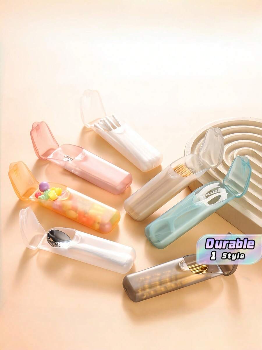 5 Packs Mini Portable Storage Boxes (Random Colors), Compact Travel Organizer Case For Floss, Pills, Toothpicks & Cotton Swabs, Sanitary Container For Oral Care, Not For Food Use - multicolor - View 1