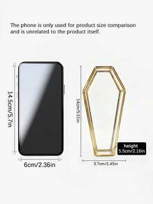 Gothic Golden Glass Coffin Keepsake Box + Vintage Hexagon Embossed Glass Coasters, Non Slip Table Jewelry Mats For Halloween Home Decor. - gold - View 2