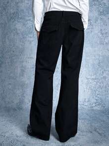 ROMWE MEN Street Life Jeans en denim avec décoration de rivets, mode homme - Noir - Voir 7