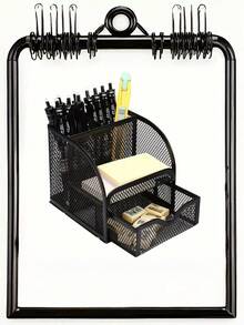 Black Stylish Metal Pen Holder, Multi-Purpose Desktop Organizer, Art Stationery Storage For Home School Office - multicolor - View 3