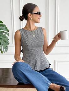 Serisse Women's Plaid Casual Versatile Everyday Outing Shirt - Black - View 11