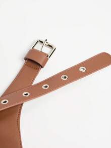 MUSERA Brown PU Pocket Detail Belt Spring Summer Fall Winter Casual Cool Vacation - Brown - View 5