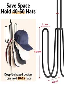 Metal Hat Organizer Hanger, Multi-Layer Baseball Cap Storage Rack, Space Saving Closet Hanging Hook Holder For Caps, Bags, Scarves - Multicolor - View 3