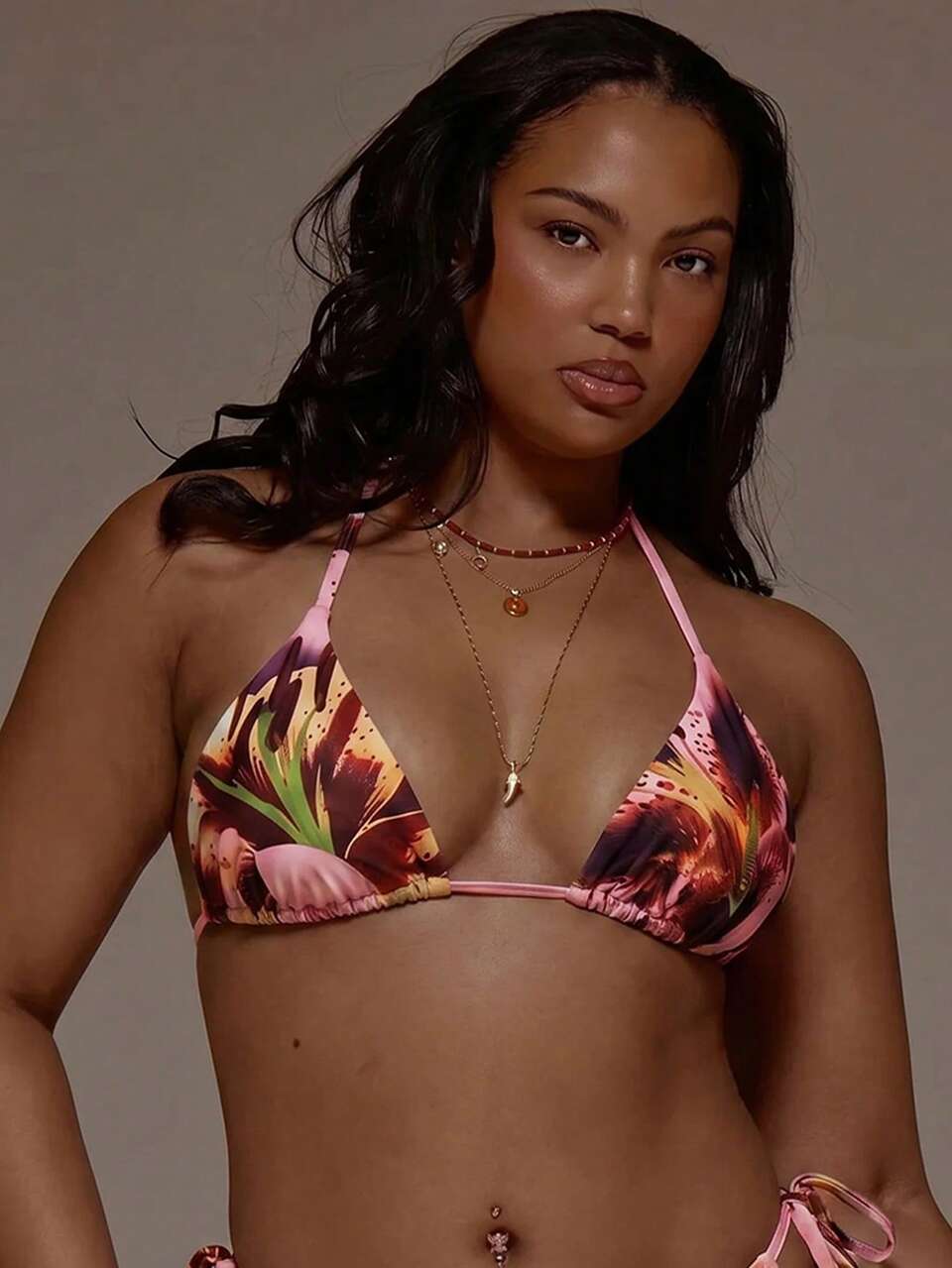 Plus Size Ombre Print Triangle Bikini Top Only Spring Summer Cute Vacation Holiday Festival Ibiza Sexy