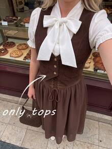 SHEIN MOD Plus Button Front Vest Jacket Winter Fall Autumn - Coffee Brown - View 3