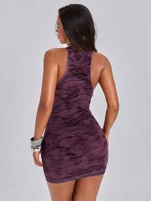 ACID BLVD Summer Y2K Party Animal Print Halter Neck Backless Hip-Exposing Mini Dress - Multicolor - View 5