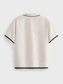 EASEVO 男士大尺碼休閒日常針織 Polo 衫，適合夏季 - 杏色 - 查看 6