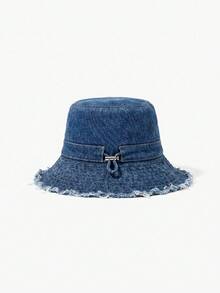MUSERA Frayed Edge Tie String Bucket Hat Cool For Festival - cowboy - View 3