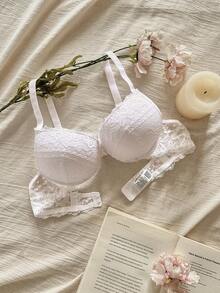 Snug Reverie قطعة واحدة من حمالة صدر نسائية بشريط عريض من الدانتيل، ونطاق واسع وكأس سميك للرفع والجمع، مزودة بسلك داعم - أبيض - مشاهدة 6