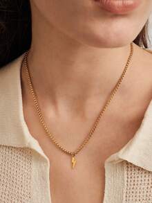 Vandermere 18K Gold Plated Stainless Steel Box Chain Necklace With Dual-Tone Chunky Clasp Pendant, Waterproof Jewelry For Women - Multicolor - View 7